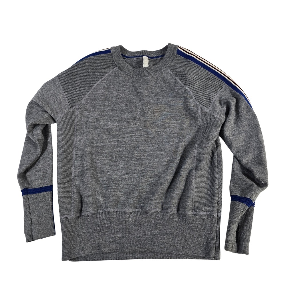 Athleta womens Grey Merino Wool Blend Crew Neck Long Sleeve Sweater Size M